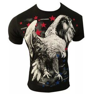 NWT EXCHANGE EAGLE PATRIOTIC MEN'S BLACK CREW NECK SHORT SLEEVE T-SHIRT SIZE XL